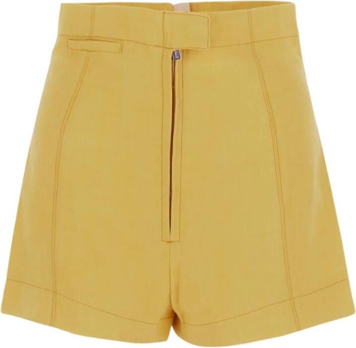 Jacquemus Levendige Gele Wollen Shorts Yellow Dames
