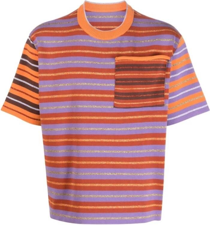 Jacquemus Multicolor Gestreept T-Shirt Orange Heren
