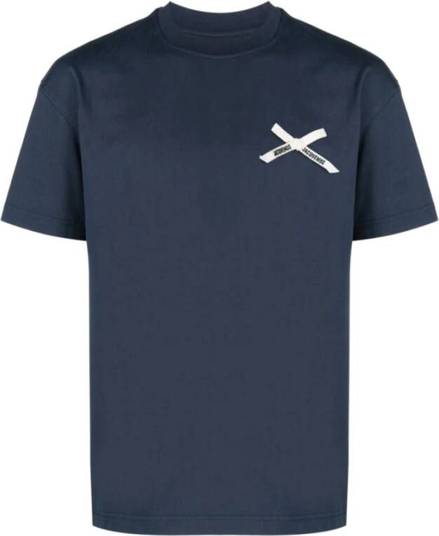 Jacquemus Navy Blue Logo Patch T-shirt Blauw Heren