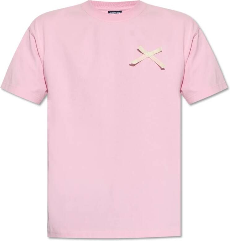 Jacquemus Noeud T-shirt met logo Roze Heren