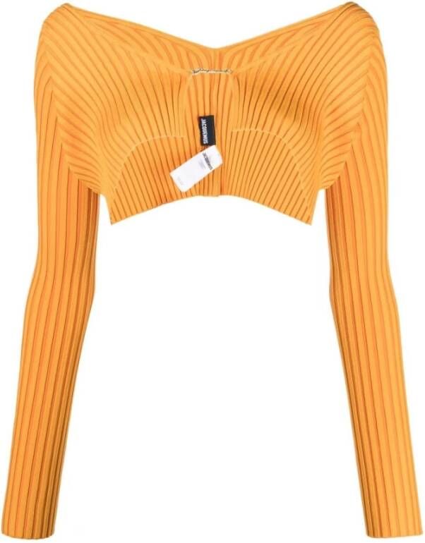 Jacquemus Oranje Logo-Versierde Geknipte Cardigan Orange Dames