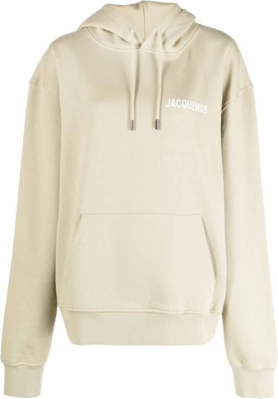 Jacquemus Organisch katoenen hoodie met logo print Beige