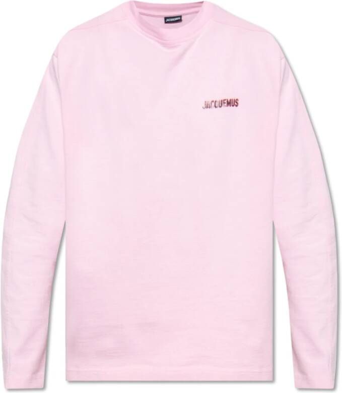 Jacquemus Lange Mouwen Rose Pavane T-shirt Pink Heren
