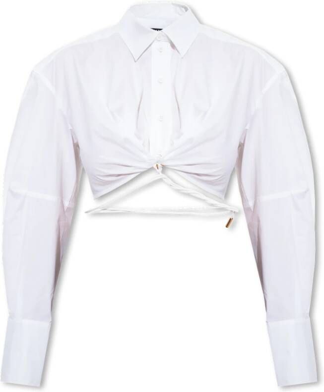Jacquemus Witte Plidao Crop Shirt White Dames
