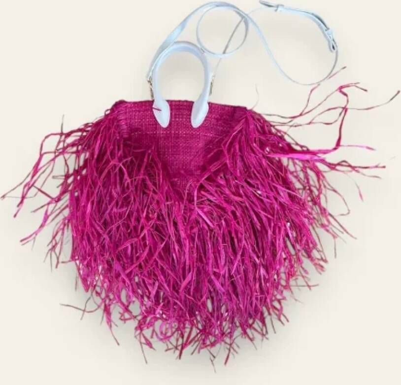 Jacquemus Pre-owned Raffia handbags Roze Unisex