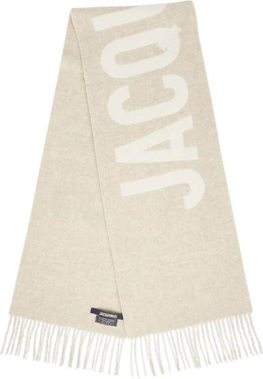 Jacquemus Lécharpe Fringe Logo Scarf Beige