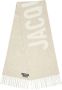 Jacquemus Wollen Logo Jacquard Sjaal Franje Rand Beige Unisex - Thumbnail 6