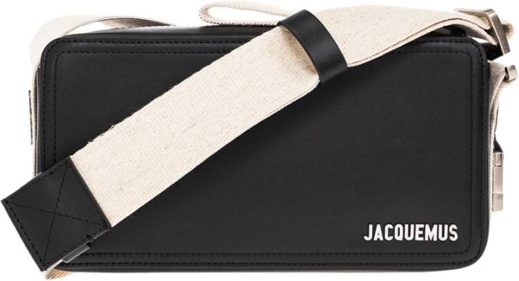 Jacquemus Horizontale Crossbody Tas met Zilveren Logo Black
