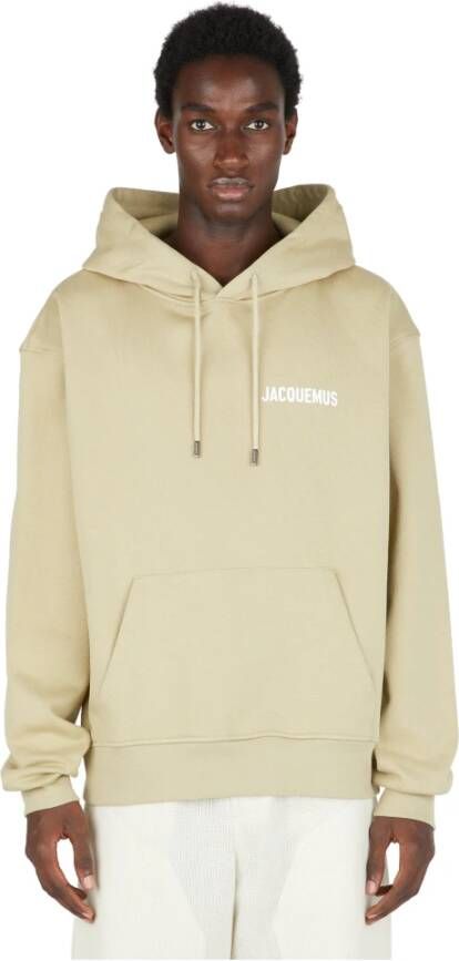 Jacquemus Organisch katoenen hoodie met logo print Beige
