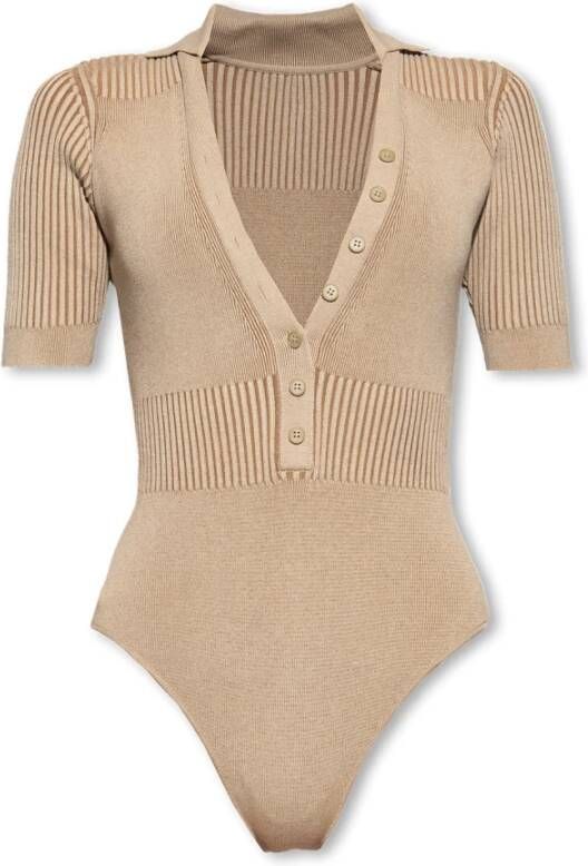 Jacquemus Beige Gebreide Polo Top Beige Dames