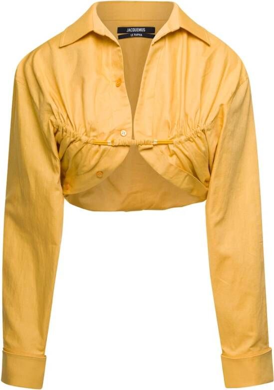 Jacquemus Vibrant Gele Crop Shirt Geel Dames