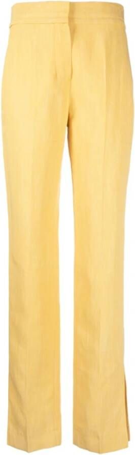 Jacquemus Tibau broek met plooien aan de voorkant Yellow Dames