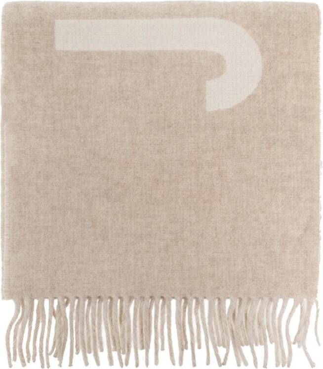 Jacquemus Lécharpe Fringe Logo Scarf Beige