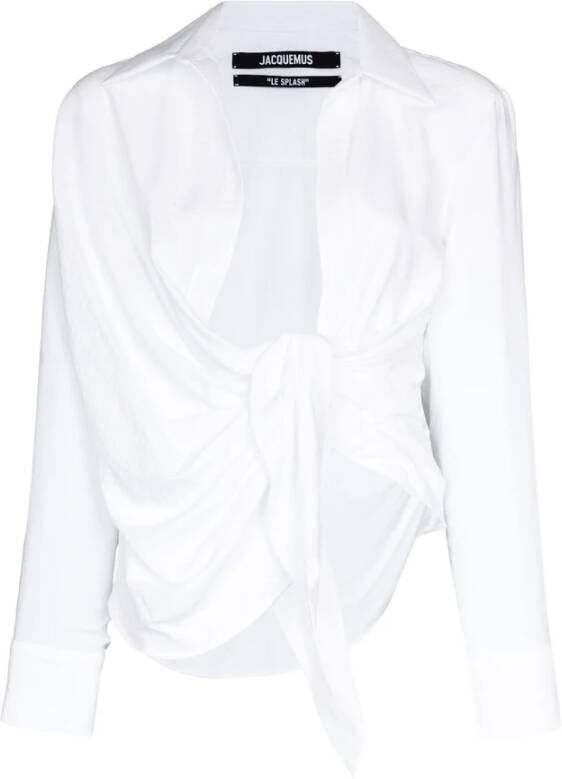 Jacquemus Witte Gedrapeerde Overhemd met Lange Mouwen White Dames
