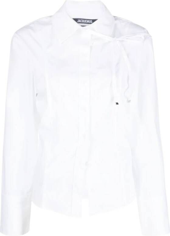 Jacquemus Witte Katoenen Overhemd met Asymmetrische Kraag Wit Dames