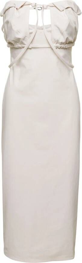Jacquemus Witte strapless jurk met geplooide details White Dames