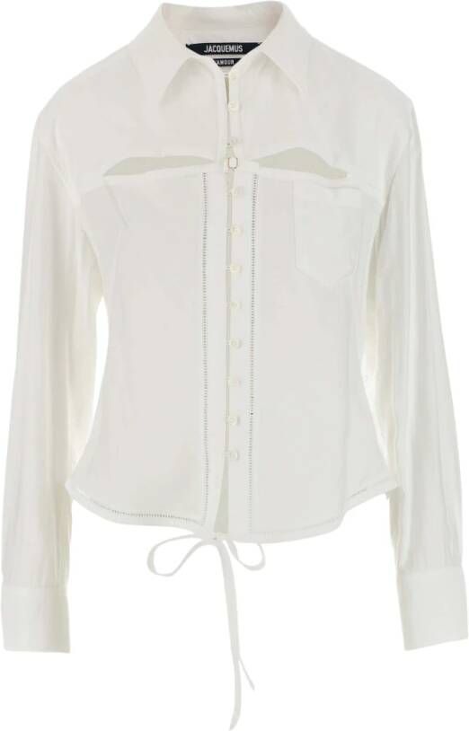 Jacquemus Witte Viscose Overhemd met Uitgesneden Details en Oversized Pasvorm White Dames