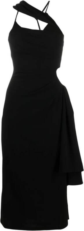 Jacquemus Zwarte asymmetrische jurk met gedrapeerd detail Black Dames