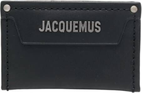 Jacquemus Zwarte leren kaarthouder met logo Zwart Dames