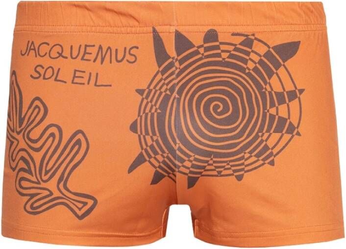 Jacquemus Zwembroek met Logo Oranje met Zonpatroon Oranje Heren
