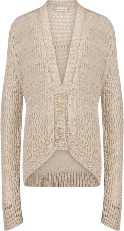 Jane Lushka Beige Nastro Cardi | Elegante Zomerse Gebreide Cardigan Beige Dames
