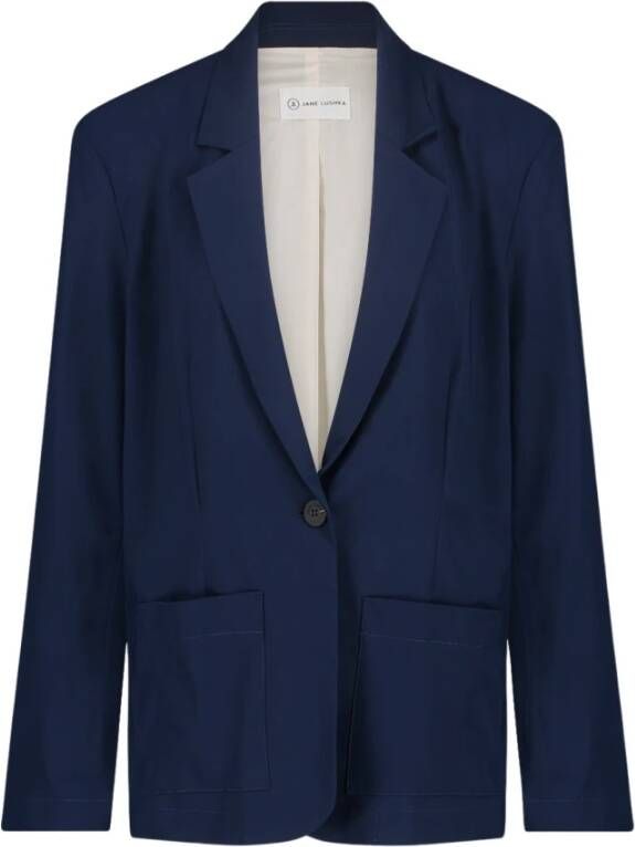 Jane Lushka Indigo Technische Jersey Blazer Blauw Dames
