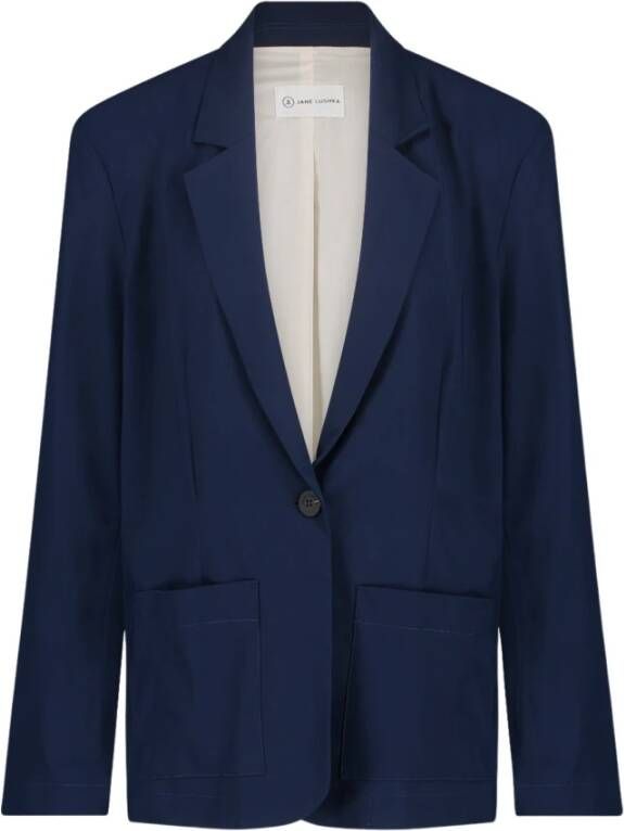 Jane Lushka Indigo Technische Jersey Blazer Blauw Dames