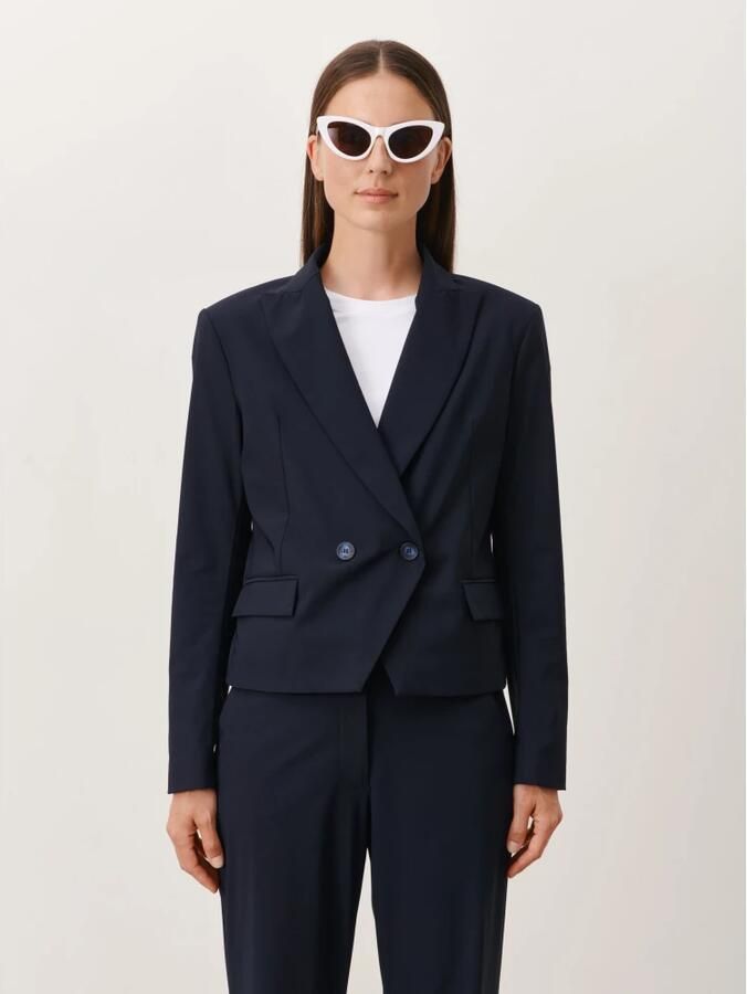 Jane Lushka getailleerde blazer Bart van travelstof donkerblauw - Foto 4