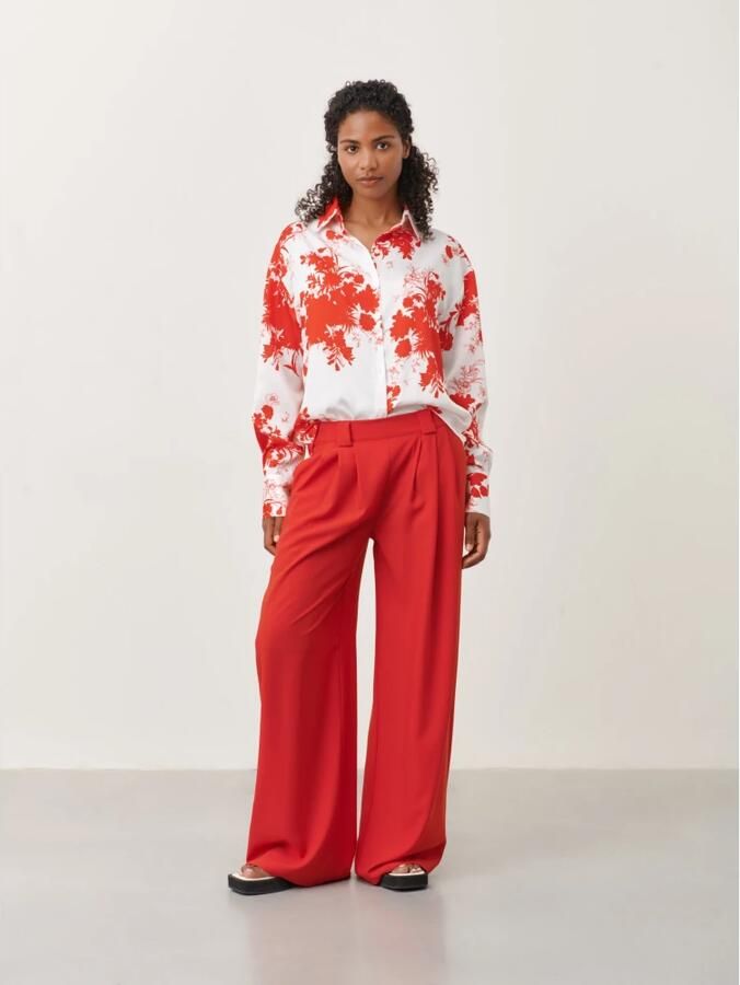 Jane Lushka gebloemde blouse Sally koraalrood wit - Foto 3