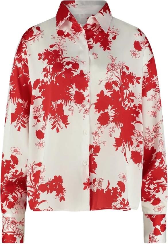 Jane Lushka gebloemde blouse Sally koraalrood wit