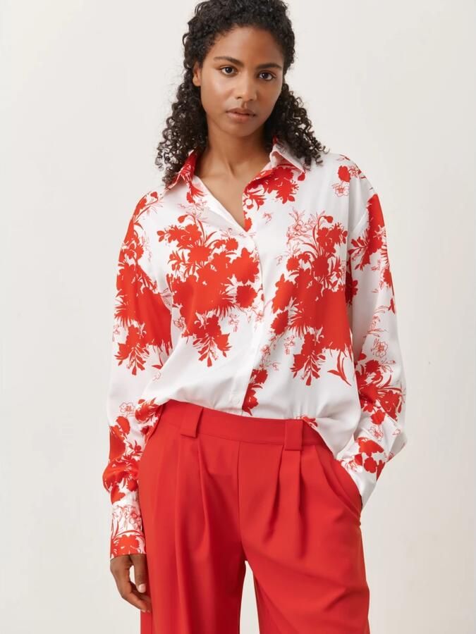 Jane Lushka gebloemde blouse Sally koraalrood wit - Foto 5