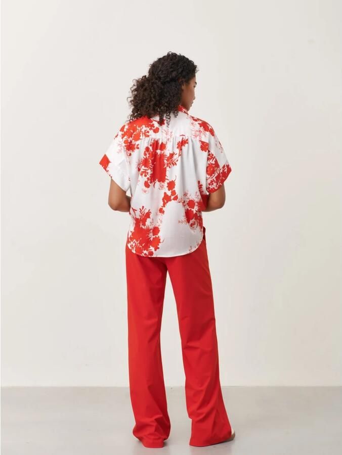 Jane Lushka wide leg broek Yvette van travelstof rood - Foto 4