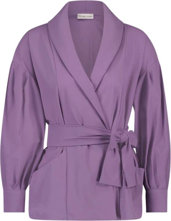 Jane Lushka Paarse Technische Jersey Kimono Blazer Purple Dames