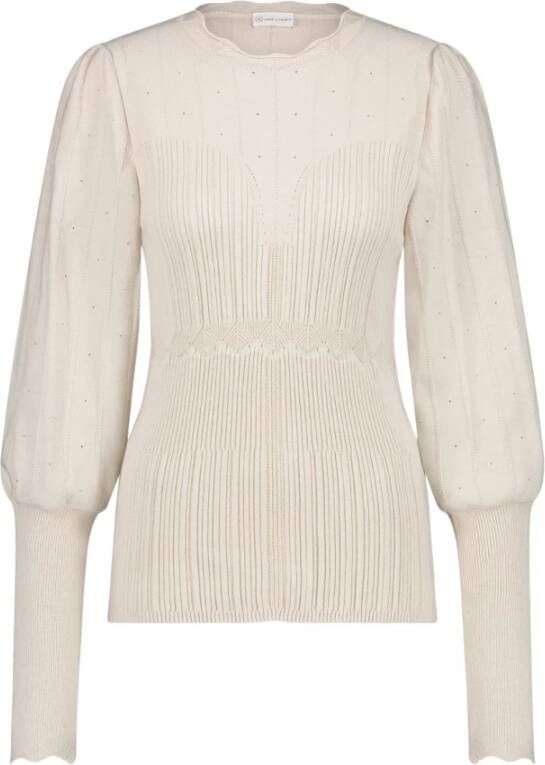 Jane Lushka Basis Ronde Hals Pullover Beige Dames