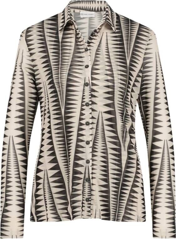 Jane Lushka Stijlvolle LS Blouse | Wit Zwart Multicolor Dames