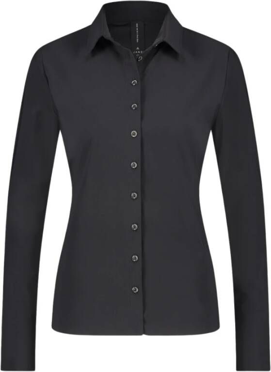 Jane Lushka Stijlvolle Zwarte Jersey Blouse Black Dames