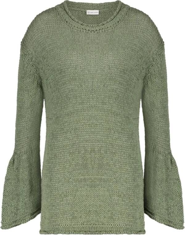 Jane Lushka Zomerse gebreide trui met ronde hals Green Dames