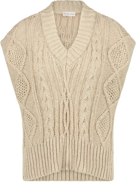 Jane Lushka Beige Gebreid Vest | Lichtgewicht en Ademend Beige Dames