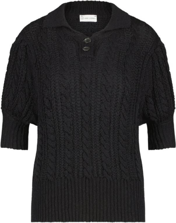 Jane Lushka Warm en Comfortabel Wolmix Pullover Black Dames