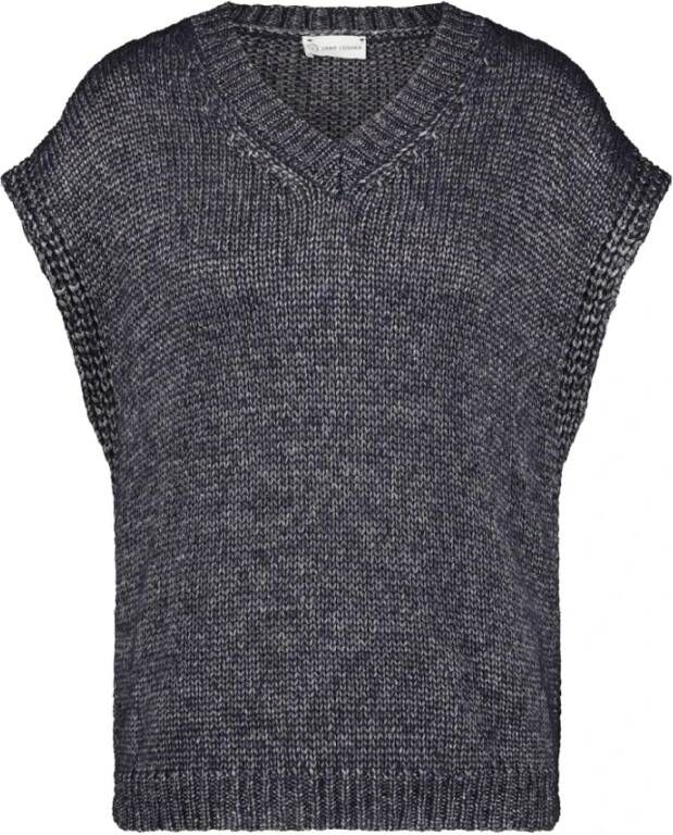 Jane Lushka Blauwe Melange Mouwloze Vest Filippa Blauw Dames