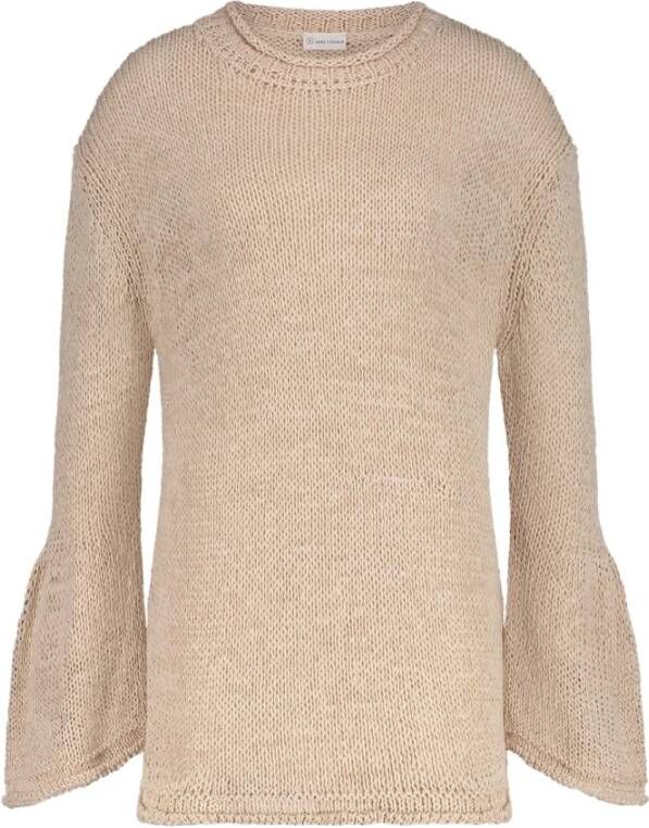 Jane Lushka Zomerse gebreide trui met ronde hals Beige Dames