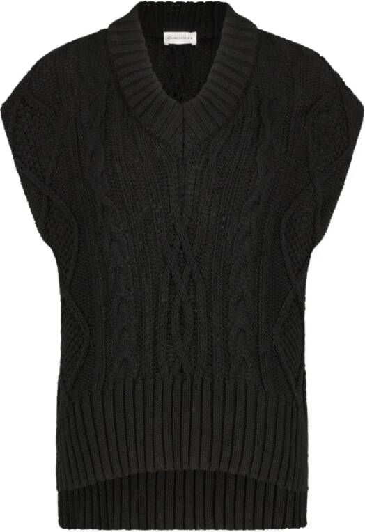 Jane Lushka Zwarte Gebreide Vest | Blijf koel en comfortabel Zwart Dames