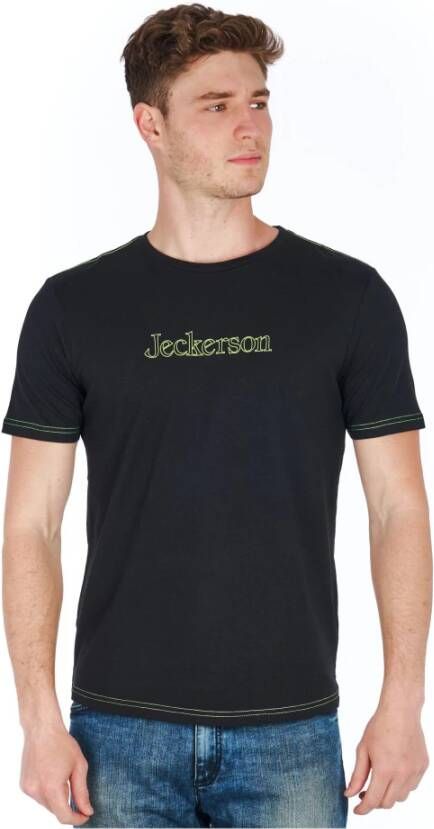 Jeckerson Black Cotton T-shirt Zwart Heren