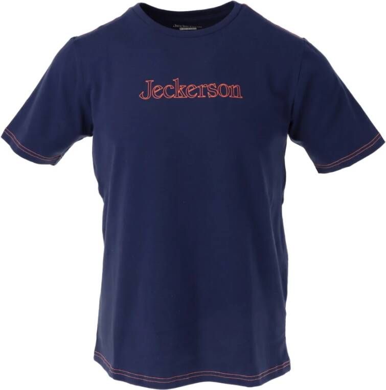 Jeckerson Blauwe Print Ronde Hals T-shirt Blue Heren