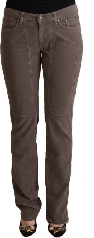 Jeckerson Bruine Low Waist Skinny Denim Jeans met Iconische Patches Brown Dames