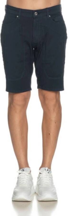 Jeckerson Blauwe effen shorts met ritssluiting en knoopsluiting Blue Heren