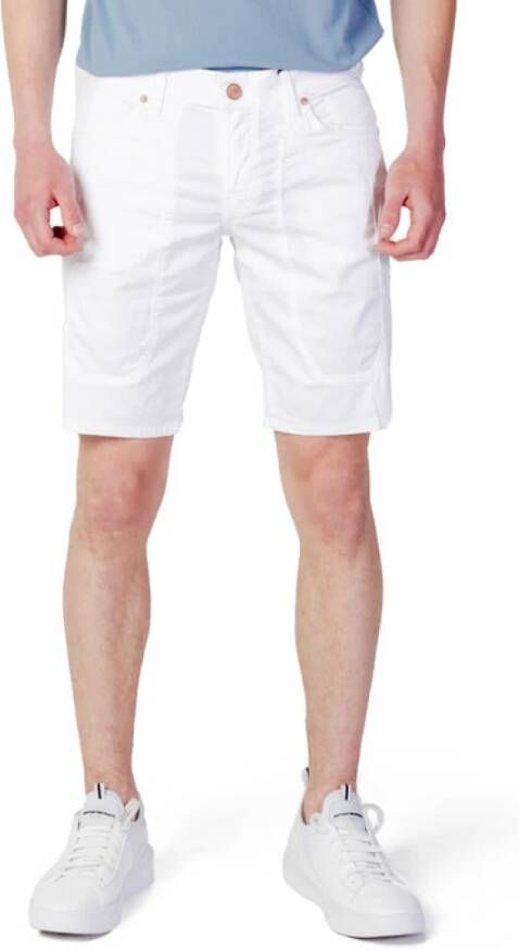 Jeckerson Witte katoenen shorts met rits en knoopsluiting White Heren