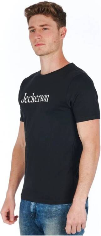 Jeckerson Zwart Print T-Shirt met Korte Mouwen Black Heren