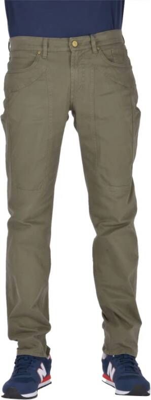 Jeckerson Groene Gabardinebroek met Iconische Patch Groen Heren