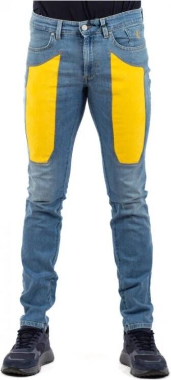 Jeckerson Denim Jeans met Gele Alcantara Patches Blue Heren
